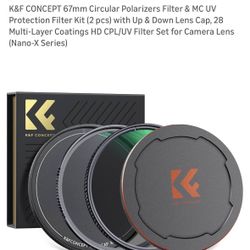 K&F CONCEPT 67mm Circular Polarizers Filter & MC UV Protection Filter Kit (2 pcs) with Up & Down Lens Cap, 28 Multi-Layer Coatings HD CPL/UV Filter Se