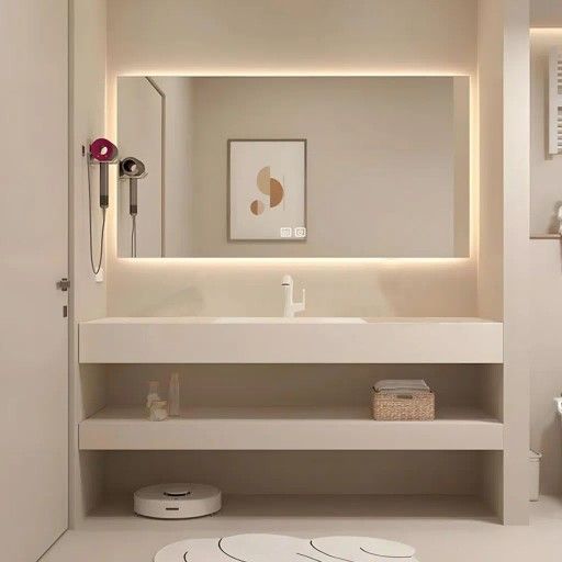 Modern Wall Mounted Bathroom Vanity with LED Mirror