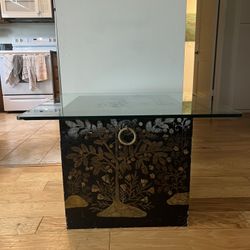 Black Antique Asian Base w/ Glass Top