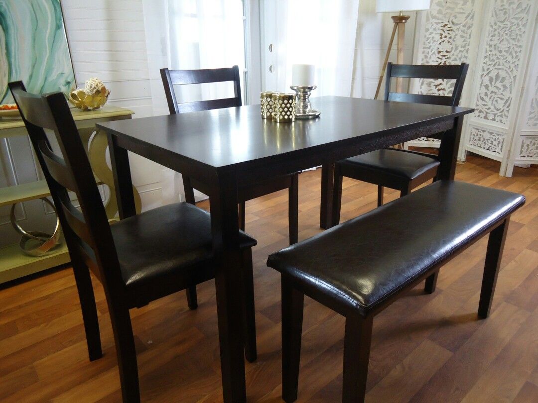 New Wood dining table set Dinette set bench chairs