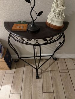 Half Moon Console Table with Iron Base