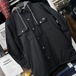 Dickies Hooded  Shirt Jacket Water Repellent / Colors: Black, Duck Brown, Charcoal & Navy Blue