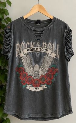 Women’s Rock & Roll World Tour Graphic T-Shirt – Size L/XL