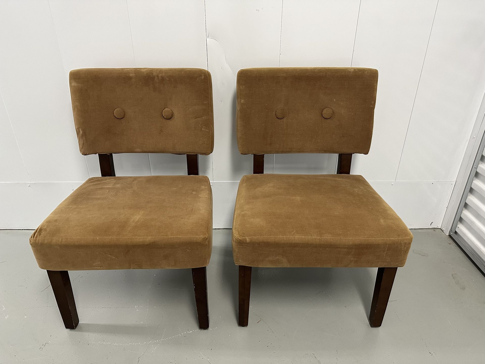 Pair of Mid-Century Style Gold Velvet Accent Chairs