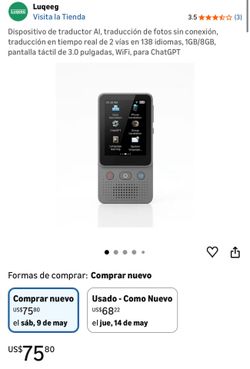 AI Translator Device, Offline Photo Translation, Real-Time 2-Way Translation in 138 Languages, 1GB/8GB, 3.0-Inch Touchscreen, Wi-Fi, for ChatGPT