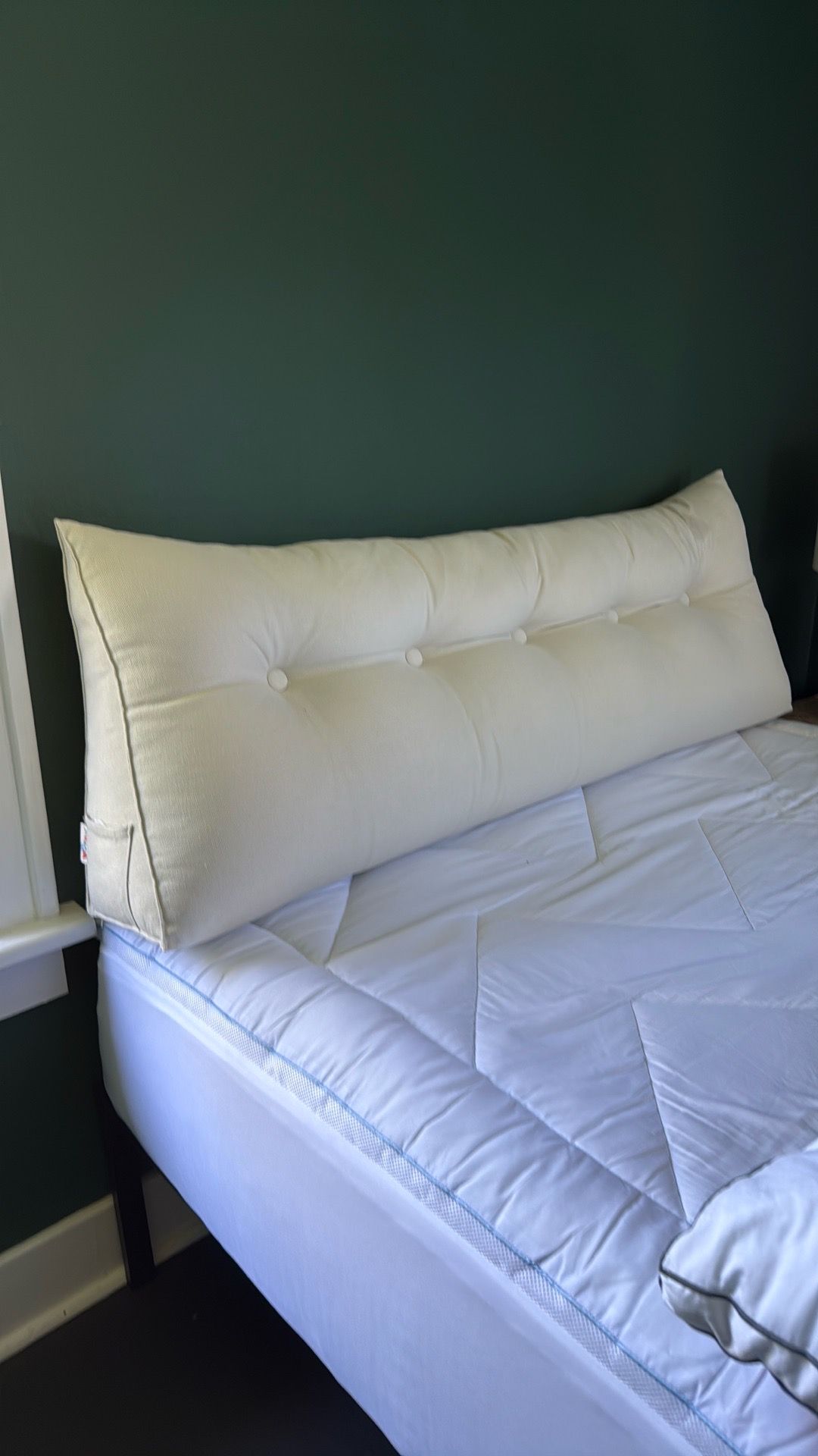 Long triangle cushion queen headboard