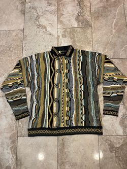 Vintage BAUCCI XL Coogi Style 3D Knit Sweater Multicolor Collared Korea