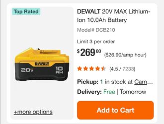 Dewalt 20V Max Lithium-Ion 10AH Battery