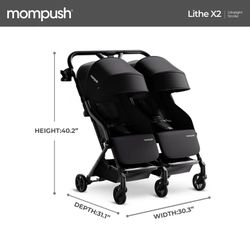  Mompush Lithe X2 DOUBLE stroller BLACK