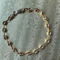 New 7inch 4.5mm Puffed Anchor Mariner Bracelet 14K Yellow Gold Over 925 Sterling Silver