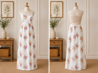 Faded Rose Women’s Vintage-Style Floral Slip Dress (Small)