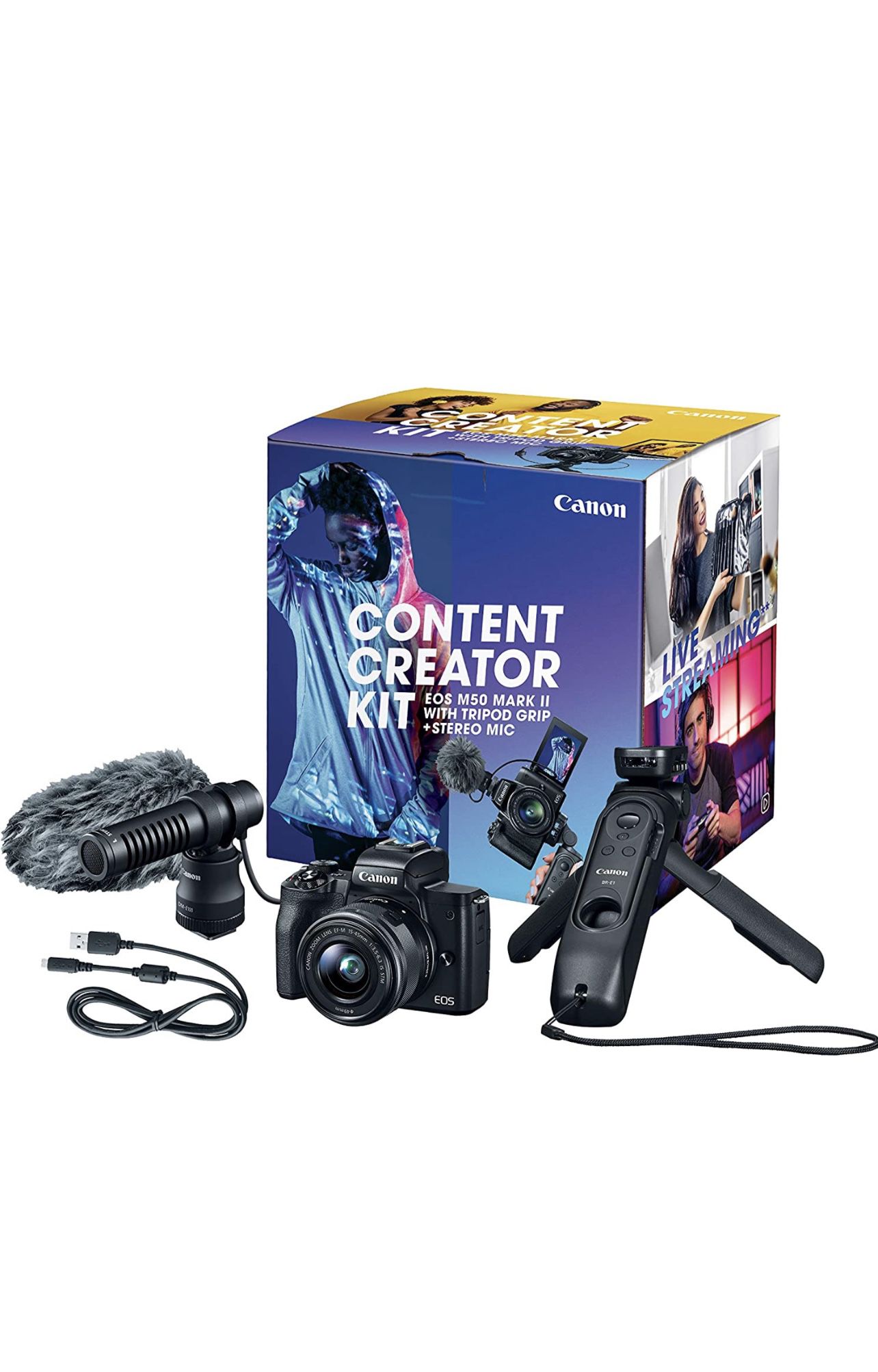 Canon EOS M50 Mark II Content Creator  Kit, Mirrorless 4K Vlogging Camera Kit