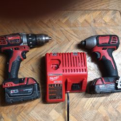 Milwaukee M18 Impact + Drill + 2 Bateries + Charger