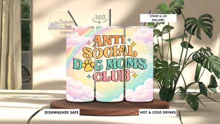 Anti Social Dog Moms Club 20 Oz Stainless Steel Tumbler (READ DESCRIPTION)