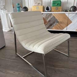 White Leather Loveseat Metal Frame