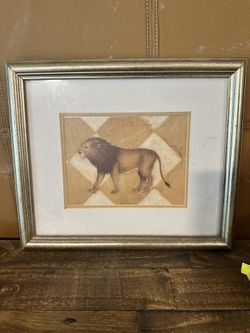 Framed Lion Art Print – Shelf or Wall Accent – $10 OBO – Must Go!