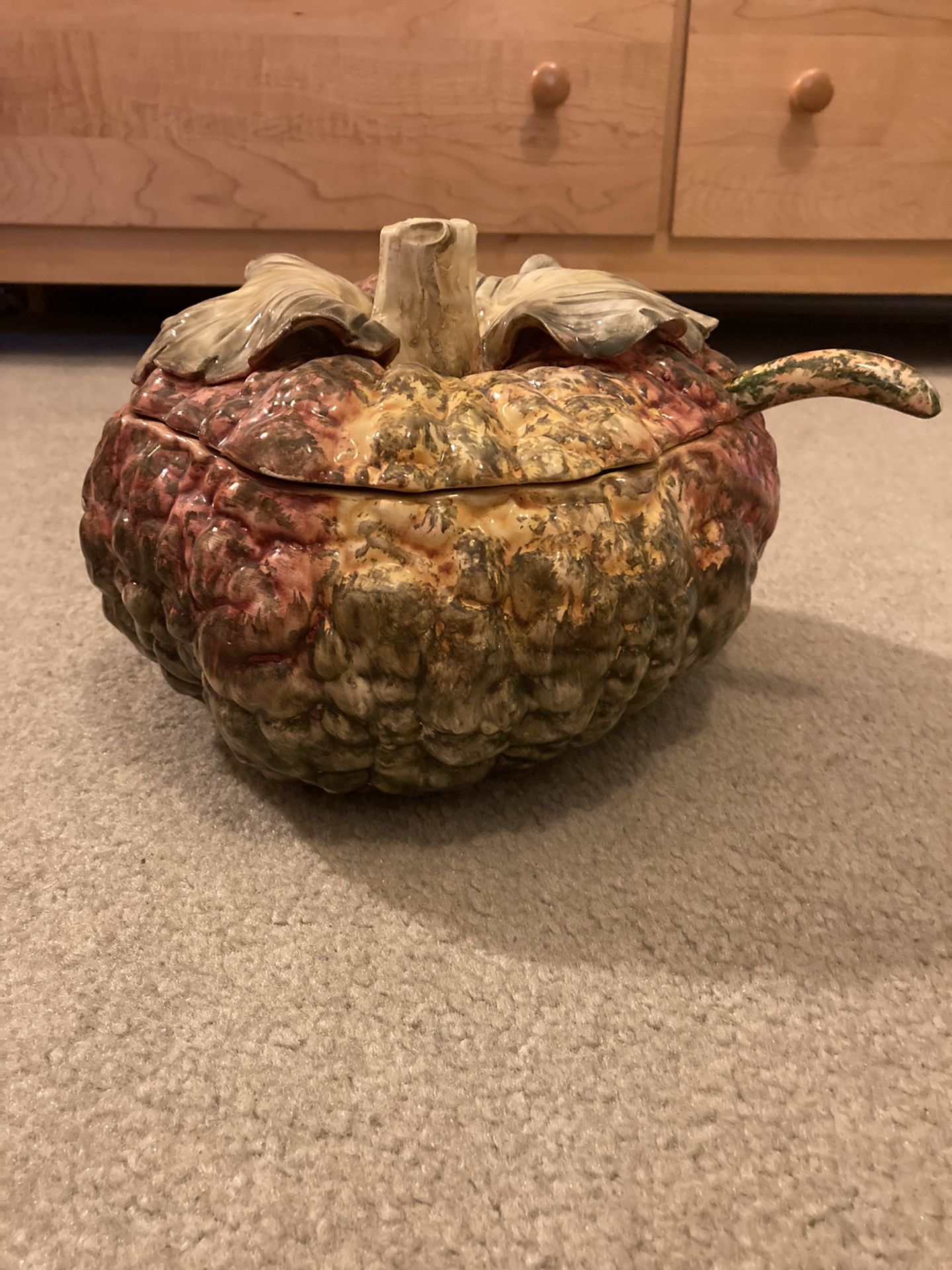 Beautiful Ceramic Hand Painted Pumpkin Soup Ladle