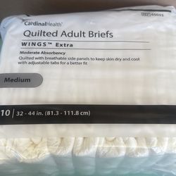 Quilted Adult briefs size medium pack of 10