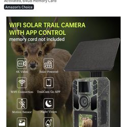 Trail Camera 4K 64MP Solar WiFi Game Hunting Camera with Night Vision