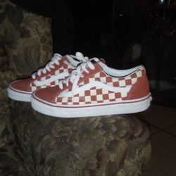 Men's Or Women's Old Skool Red Primary Check Vans, Ben Walked In Only Once