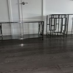 Chrome Glass Coffee Table + End Tables