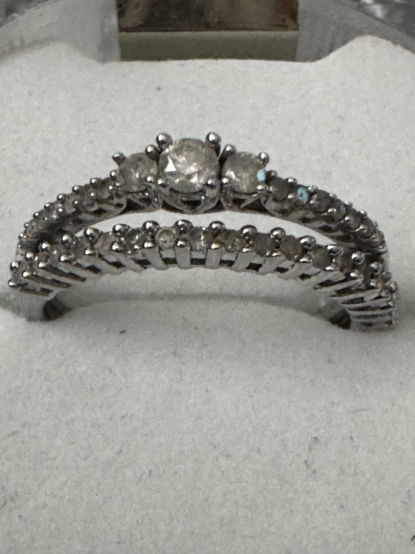 Sterling Silver ~1/4CTW Diamond Wedding Bands Ring Size 6.5