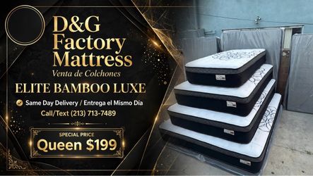 •  Elite Bamboo Luxe  Queen   12” pillow top.      New mattress in a plastic sealed.     We offer same day delivery  Venta de colchones  ☎️📲call or T