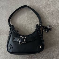 Black Mini Shoulder Bag with Star Hardware