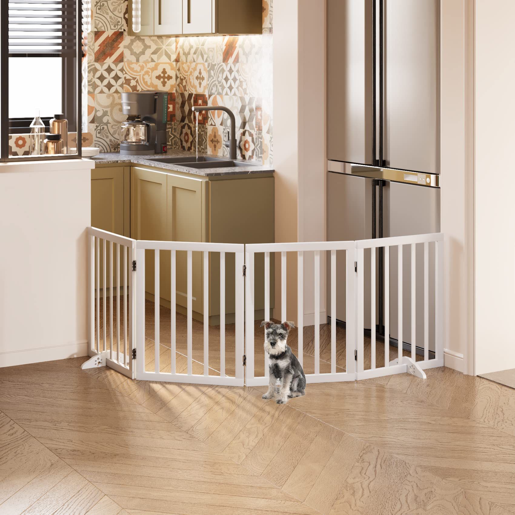 Mino Kesper Dog Gate Fit For Small Dog, Pet Gates For Dogs, Dog Gates For The House, 24 Inch Tall Step Over Indoor Dog