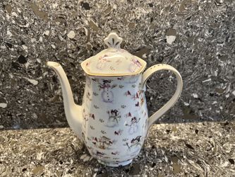 Grace Teaware Holiday Christmas Snowman Fine Porcelain Pot