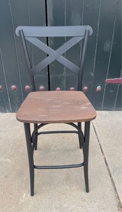 Rustic Black Metal Chair with Cross Back