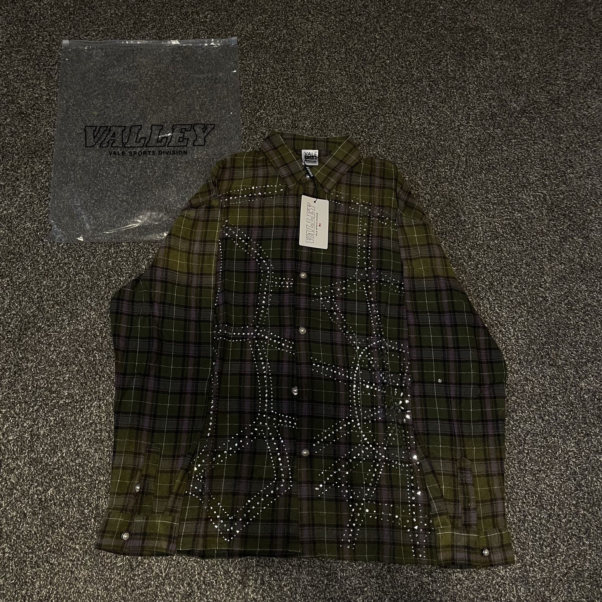 Valley Rhinestone Plaid Flannel Shirt Size Medium