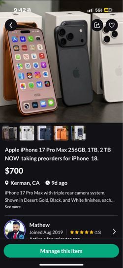 New shipment 9/16 Apple iPhone 17 Pro Max