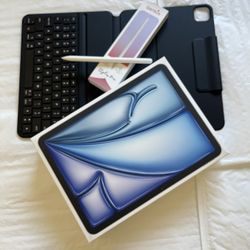 Apple IPad Air 11” ( M3 chip / 2025 Newest) 128GB with pen, keyboard case & Accessories  (open box) 