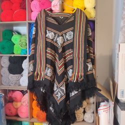 VTG Tejidos Diaz Made In Ecuador Cape, Poncho, One Size, Throw Over Poncho