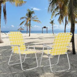 Folding Webbed Lawn Beach Chair for Adults, Lightweight Steel Frame, Portable Outdoor Camping Chairs for Fishing, Patio, Yard & Garden, Support to 250