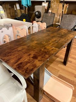 Dark Brown Wood Dining Table