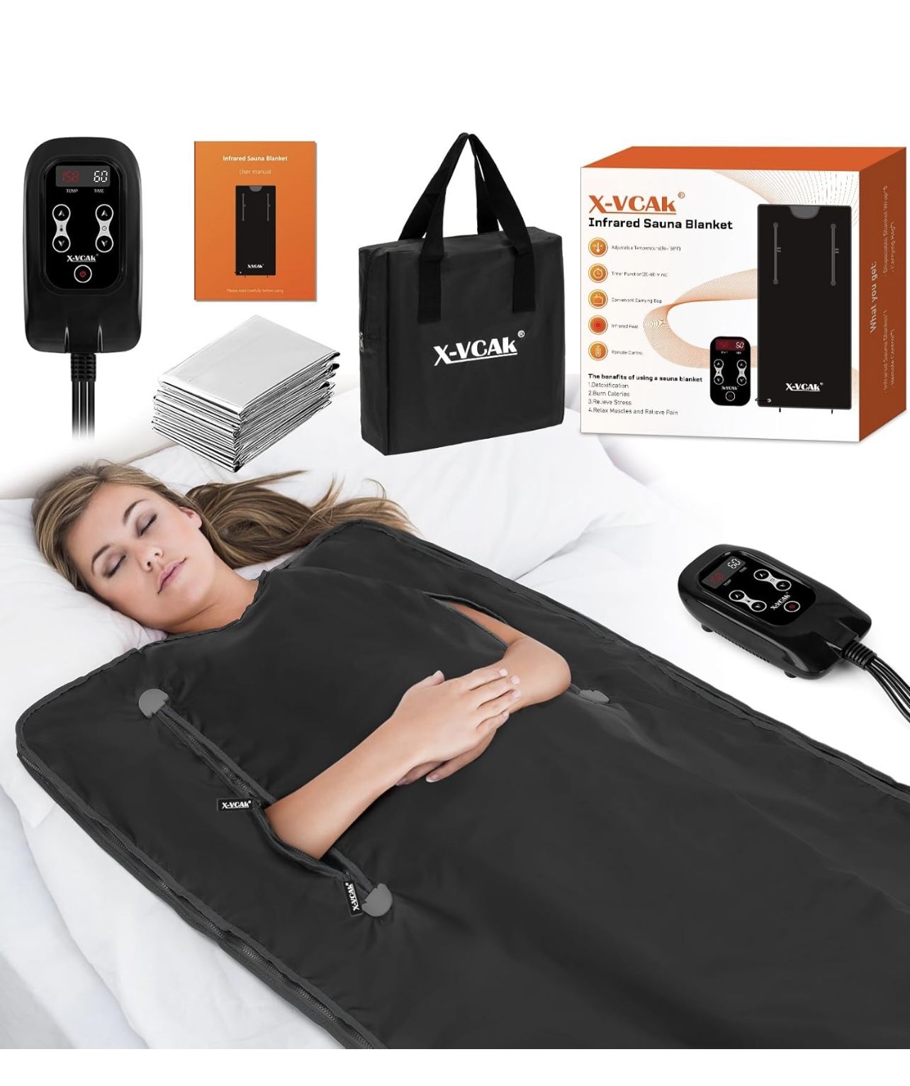 Sauna Blanket, Sauna, Portable Sauna for Home, 86-158℉, 20-60 Minutes Timer, 6 ft x 2.62 ft