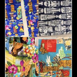 Assorted Tropical/Hawaiian Retro Fabrics Selling Together 