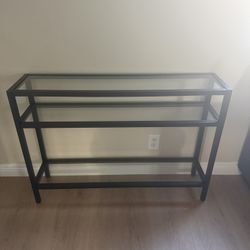 Three tier Black Glass Console Table 
