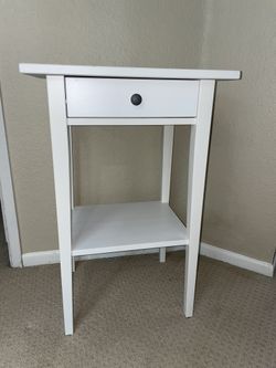 White IKEA Nightstand Bed Side Table Wood With Drawer