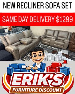 NEW LEATHER SOFA AND LOVESEAT RECLINERS