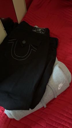 Grey nike sweater and true religion jean Ricky buy together