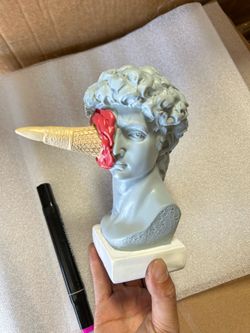 David with Ice Cream Cone Handmade resin statue of David with an ice cream cone