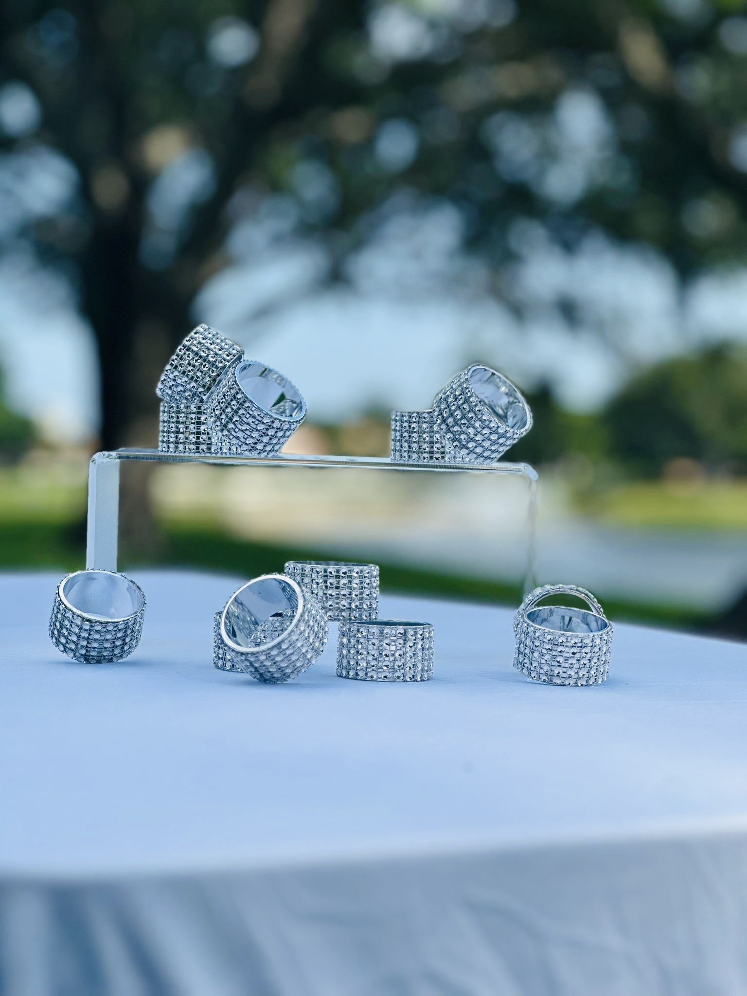 Rhinestone Napkin Rings Set Of 10