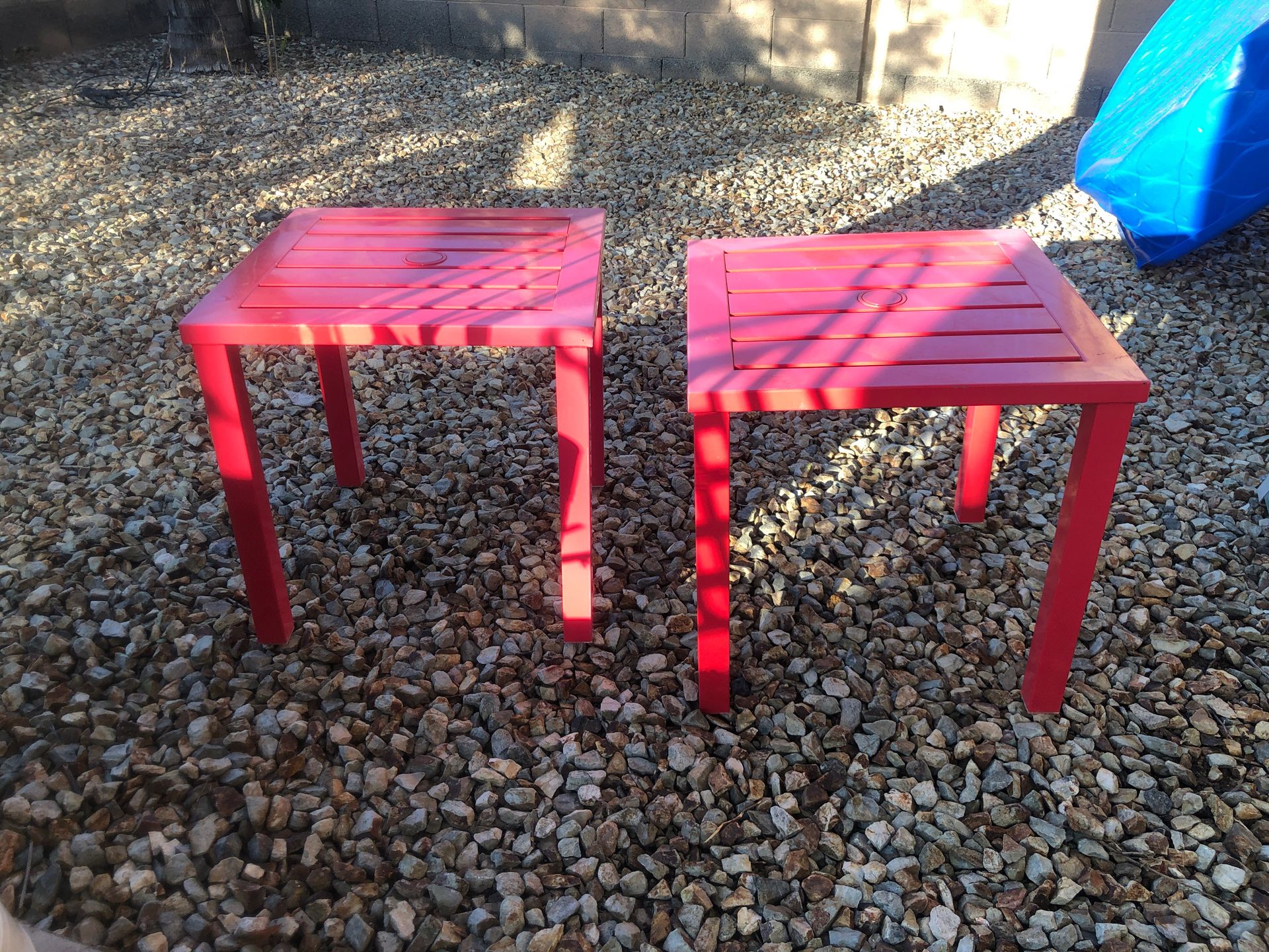 Red Metal Tables - set of 2