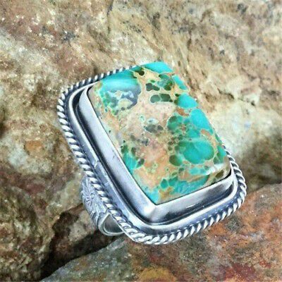 925 Silver Turquoise Ring Size 8