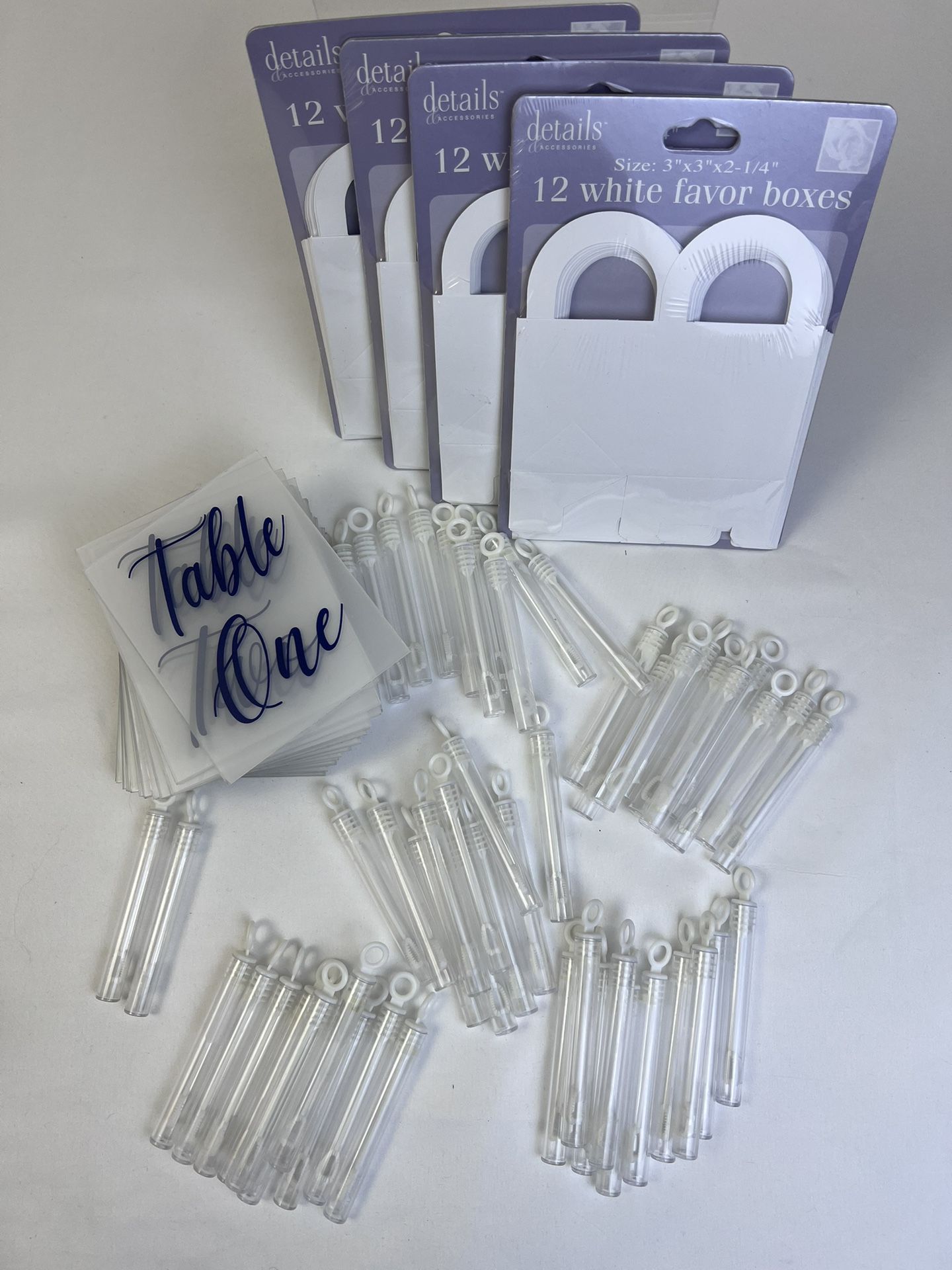 Table Number With Favor Bags And Mini Party Bubbles (empty)