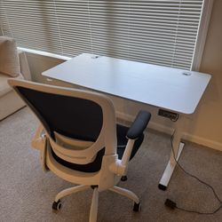 Adjustable stand/sit Electric Desk + Chair