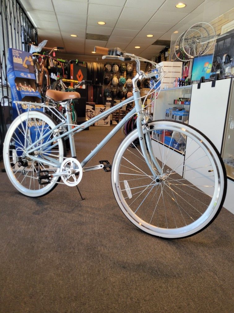 NEW 42CM RETROSPEC KINNEY 7 SPEED LIGHT BLUE MIXTE MIXTIE URBAN CITY BIKE